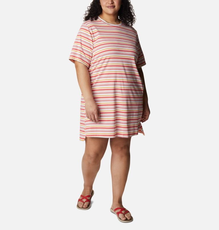 Women's Columbia Sun Trek T-Shirt Dress Stripe | Plus Size CA-X540L
